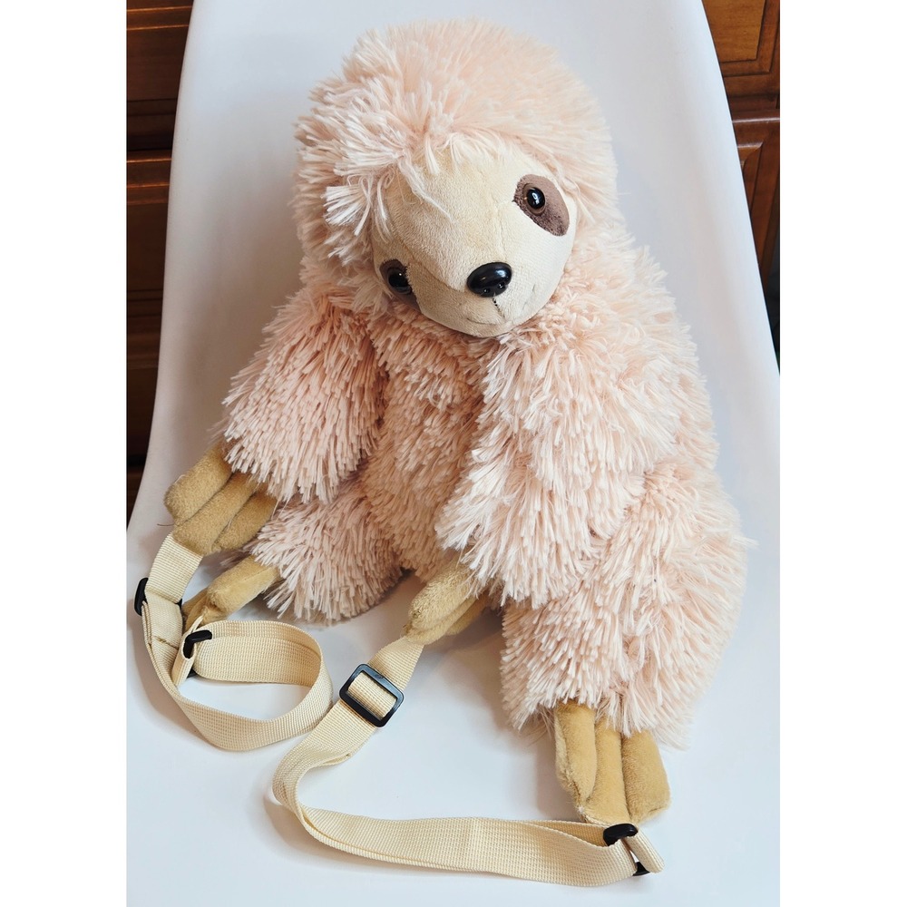 Unipak 19" Fuzzy Sloth Plush Backpack Shaggy Faux Fur Adjustable Straps Novelty
